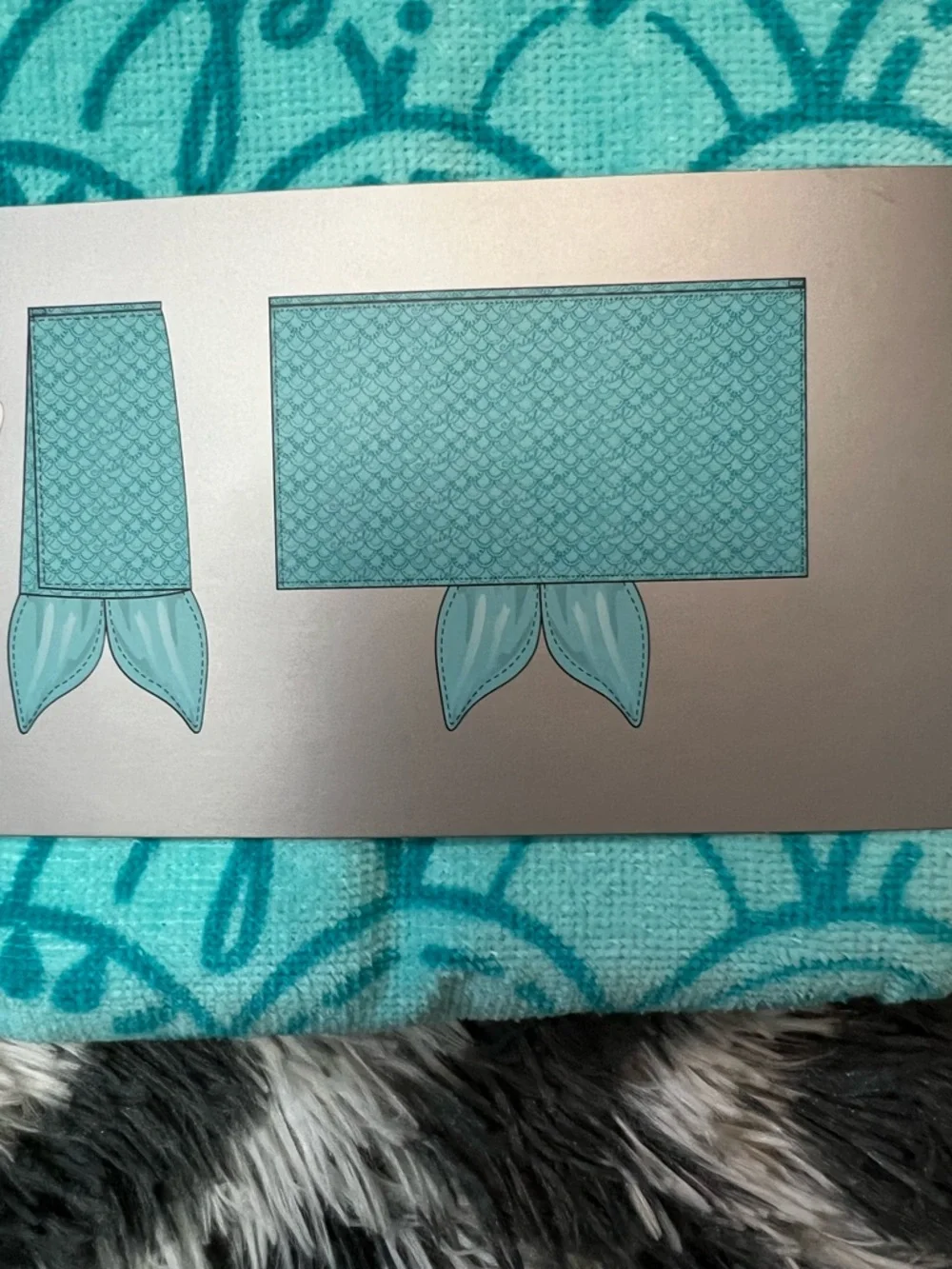 Disney Ariel The Little Mermaid Aqua Turquoise Beach Towel w Fins NWT